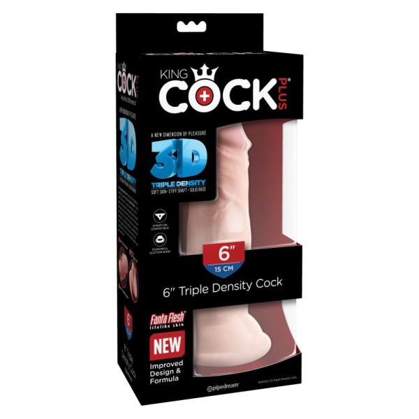 Телесный фаллоимитатор на присоске 6  Triple Density Cock - 18,4 см