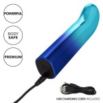 Голубой изогнутый мини-вибромассажер Glam G Vibe - 12 см