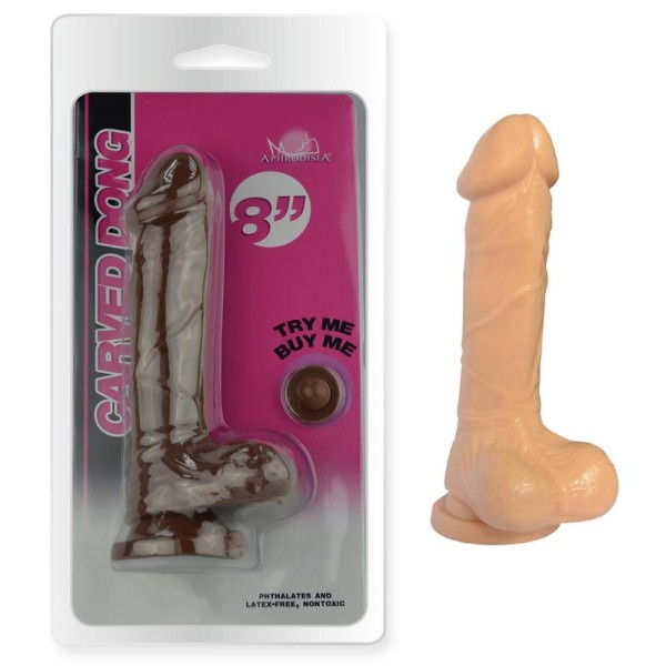 Телесный фаллоимитатор 8 Inch Carved DIldo - 22 см