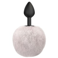 Черная анальная пробка с белым пушистым хвостиком Fluffy Черная анальная пробка с белым пушистым хвостиком Fluffy