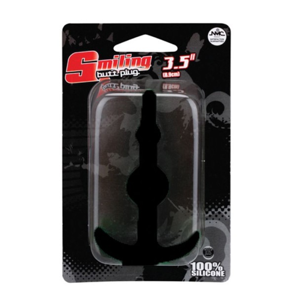 Чёрная анальная втулка SMILING SILICONE BUTT PLUG BLACK - 8,9 см