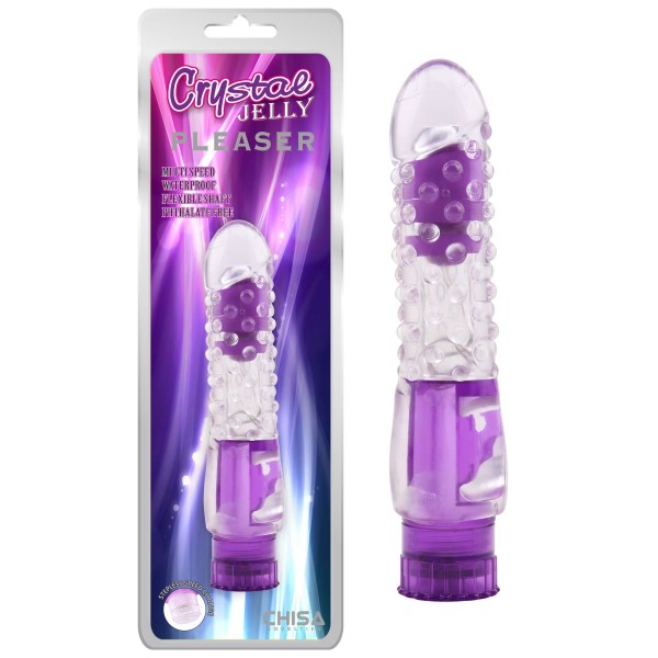 Фиолетовый вибратор Pleaser с шишечками - 16,2 см