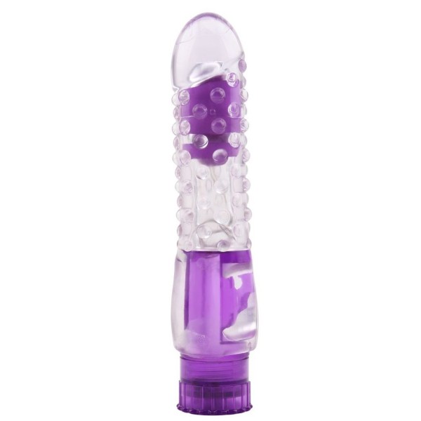 Фиолетовый вибратор Pleaser с шишечками - 16,2 см