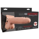 Телесный перезаряжаемый вибрострапон 7  Hollow Rechargeable Strap-on with Balls - 20,3 см
