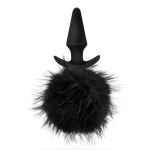 Силиконовая анальная пробка с чёрным заячьим хвостом Bunny Tail Pom Plug - 12,7 см
