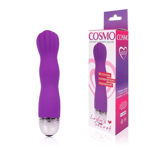 Фантазийный фиолетовый силиконовый вибратор Cosmo - 13,7 см 