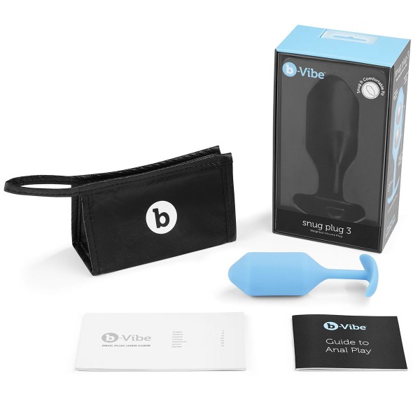 Голубая пробка для ношения B-vibe Snug Plug 3 - 12,7 см