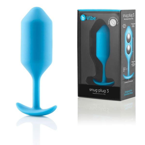 Голубая пробка для ношения B-vibe Snug Plug 3 - 12,7 см