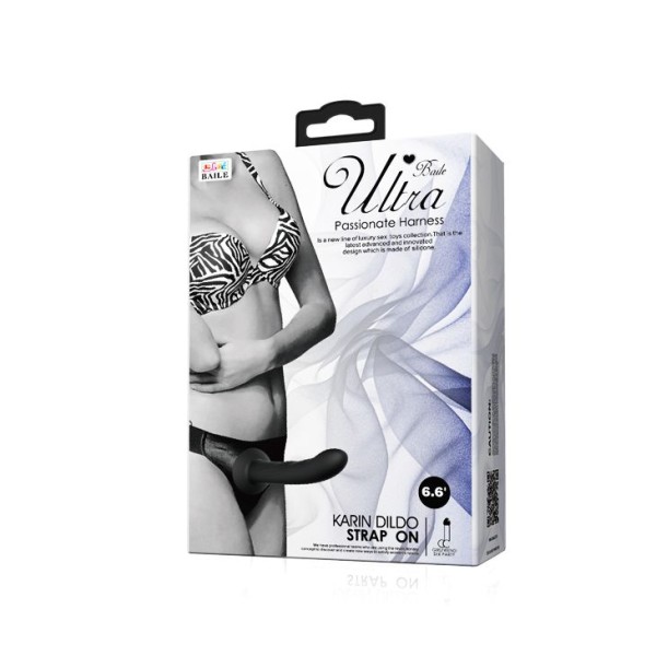 Страпон на эластичных ремнях Ultra Harness Karin Dildo - 16,8 см