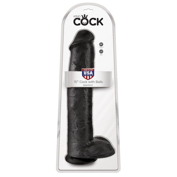 Чёрный фаллоимитатор-гигант 15  Cock with Balls - 40,6 см
