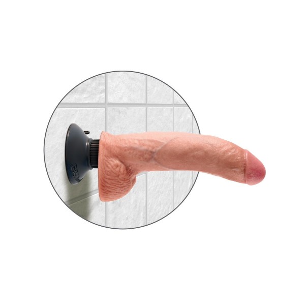 Телесный виброфаллос со съемной присоской 9  Vibrating Cock with Balls - 22,9 см