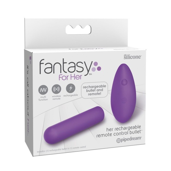 Фиолетовая вибропуля с пультом Rechargeable Remote Control Bullet - 7,62 см