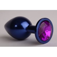 Синяя анальная пробка с фиолетовым стразом - 7,6 см. Синяя анальная пробка с фиолетовым стразом - 7,6 см.