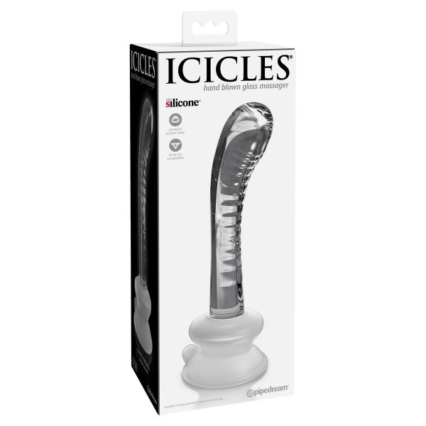 Прозрачный стеклянный стимулятор Icicles №88 с силиконовой присоской - 18 см