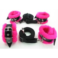 Набор для пристегивания к кровати с розовым мехом BDSM Light Набор для пристегивания к кровати с розовым мехом BDSM Light