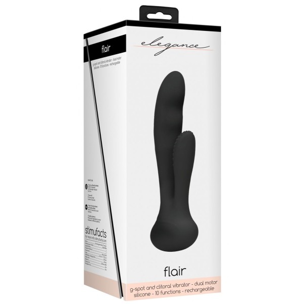 Черный вибратор G-Spot and Clitoral Vibrator Flair - 17,5 см