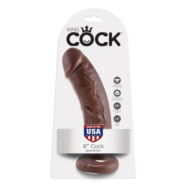 Коричневый фаллоимитатор 8  Cock - 20,3 см