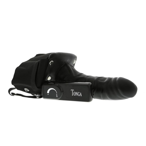 Мужской фаллопротез с вибрацией ROBOTIC MALE STRAP-ON BLACK - 17 см
