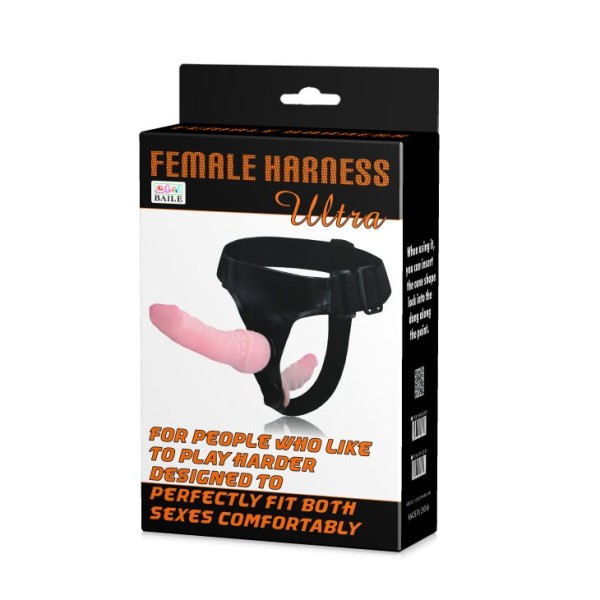 Поясной фаллос на трусиках с вагинальной пробкой Female Harness Ultra - 16,5 см