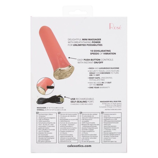Нежно-розовый мини-вибромассажер Uncorked Rose - 12 см