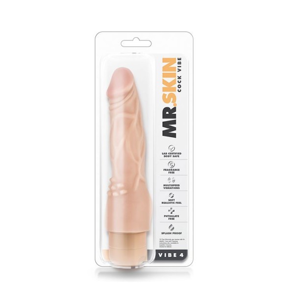 Телесный вибратор-реалистик с шипиками в основании Mr Skin Cock Vibe 4 - 20,3 см