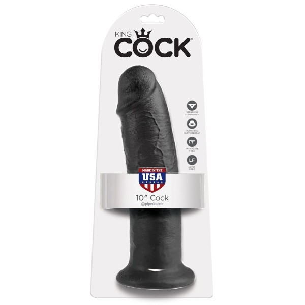 Чёрный фаллос-гигант 10  Cock - 25,4 см