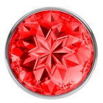 Малая серебристая анальная пробка Diamond Red Sparkle Small с красным кристаллом - 7 см
