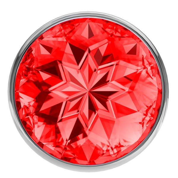 Малая серебристая анальная пробка Diamond Red Sparkle Small с красным кристаллом - 7 см