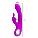 Лиловый вибромассажер с клиторальным отростком Hot Rabbit - 19 см