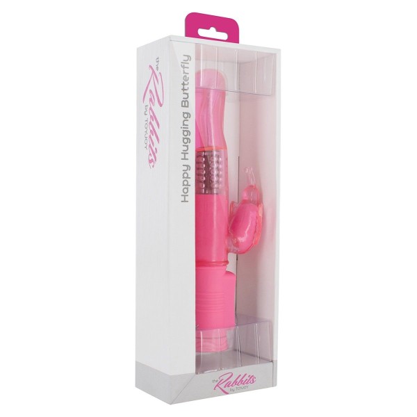 Розовый вибратор Happy Hugging Butterfly - 22,5 см