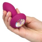 Фиолетовая анальная вибропробка с кристаллом Vibrating Petite Crystal Probe - 9,5 см