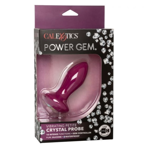 Фиолетовая анальная вибропробка с кристаллом Vibrating Petite Crystal Probe - 9,5 см