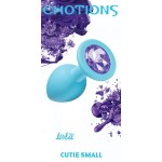 Малая голубая анальная пробка Emotions Cutie Small с фиолетовым кристаллом - 7,5 см