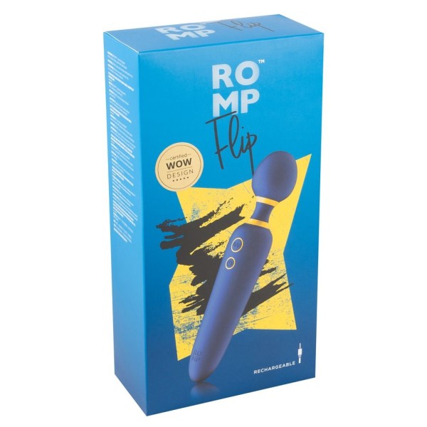 Синий вибромассажер с круглой головкой Romp Flip - 23 см