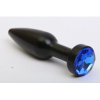 Чёрная удлинённая пробка с синим кристаллом - 11,2 см. Чёрная удлинённая пробка с синим кристаллом - 11,2 см.