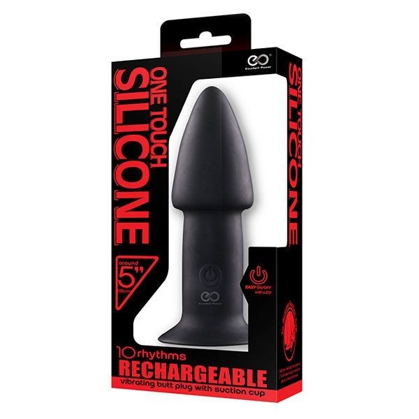Черный анальный вибратор 5INCH RECHARGEABLE BUTTPLUG - 12,7 см