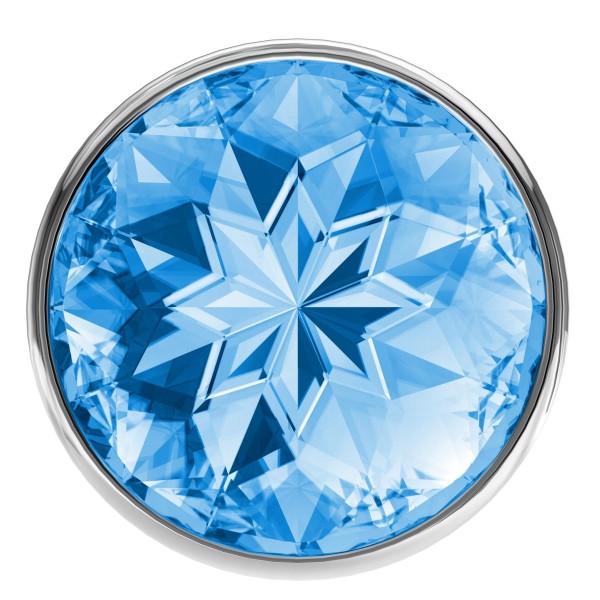 Малая серебристая анальная пробка Diamond Light blue Sparkle Small с голубым кристаллом - 7 см