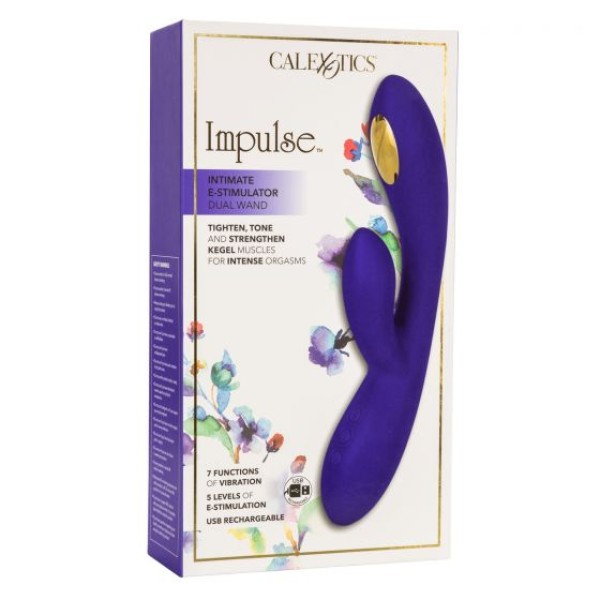 Фиолетовый вибратор с функцией электростимуляции Intimate E-Stimulator Dual Wand - 21,5 см
