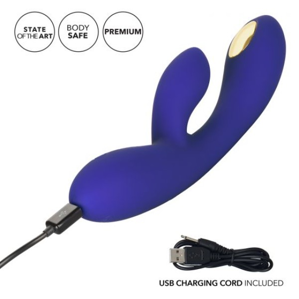 Фиолетовый вибратор с функцией электростимуляции Intimate E-Stimulator Dual Wand - 21,5 см
