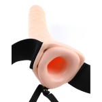 Телесный полый страпон с вибрацией 8  Vibrating Hollow Strap-On - 20,5 см