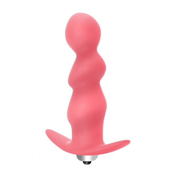 Розовая фигурная анальная вибропробка Spiral Anal Plug - 12 см