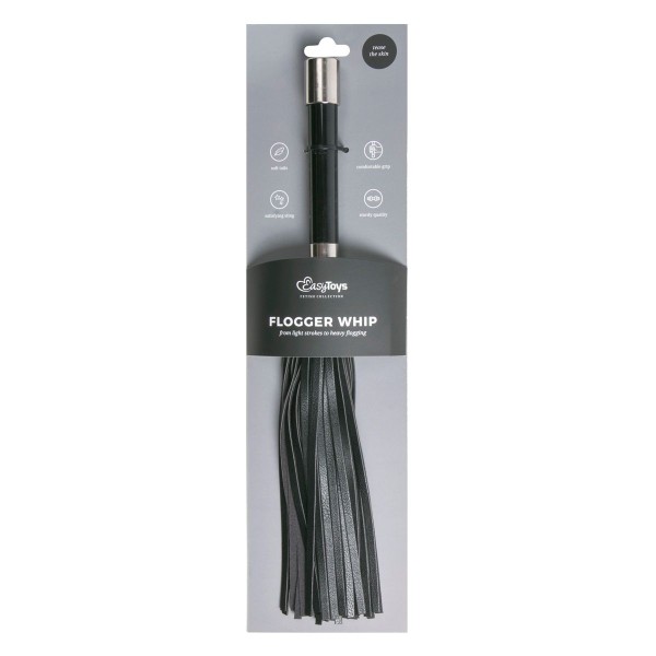 Черная плеть Easytoys Flogger With Metal Grip - 38 см