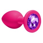 Средняя розовая анальная пробка Emotions Cutie Medium с фиолетовым кристаллом - 8,5 см