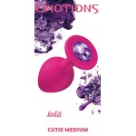 Средняя розовая анальная пробка Emotions Cutie Medium с фиолетовым кристаллом - 8,5 см