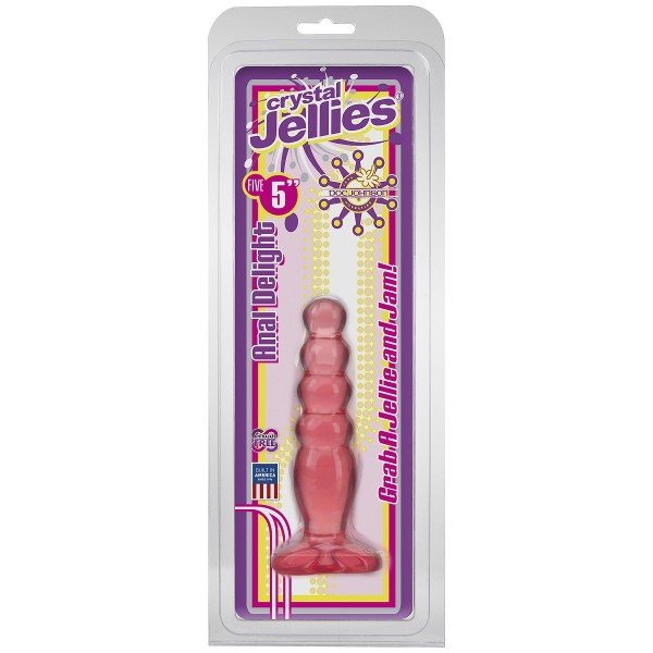 Розовая анальная пробка Crystal Jellies 5  Anal Delight - 14 см