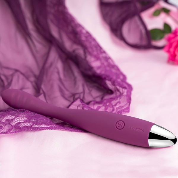 Фиолетовый вибратор Cici Violet с гнущейся головкой - 18,2 см
