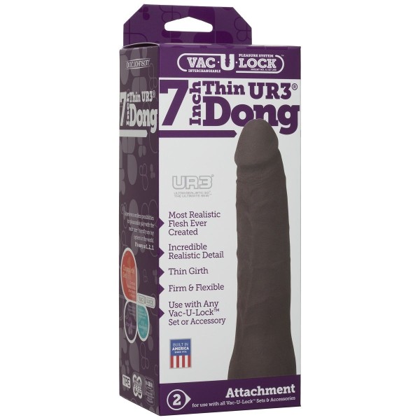 Реалистичная темнокожая насадка Vac-U-Lock 7  ULTRASKYN Thin Dong - 19 см