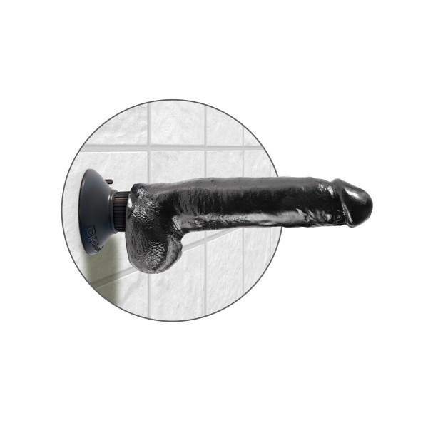 Чёрный виброфаллос со съемной присоской 9  Vibrating Cock with Balls - 22,9 см