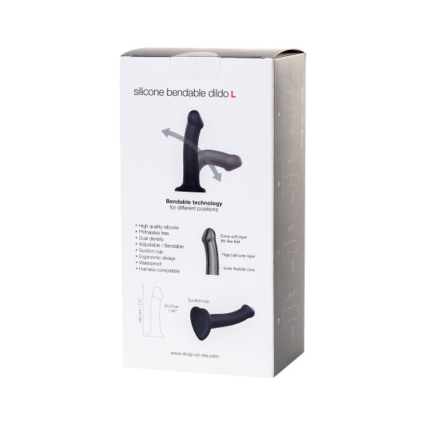 Черный фаллос на присоске Silicone Bendable Dildo L - 19 см
