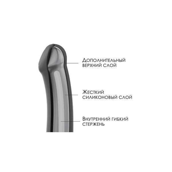 Черный фаллос на присоске Silicone Bendable Dildo L - 19 см